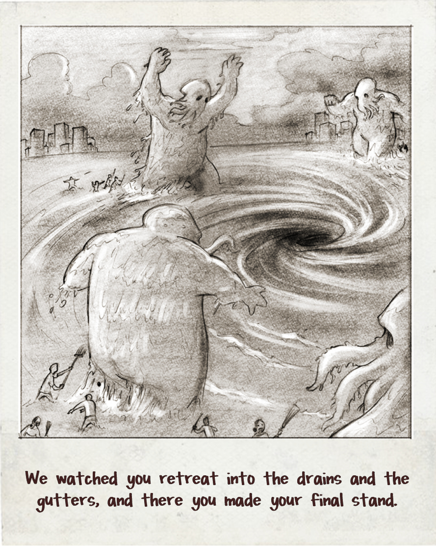 Artwork from 'Water Under the Bridge' comic.